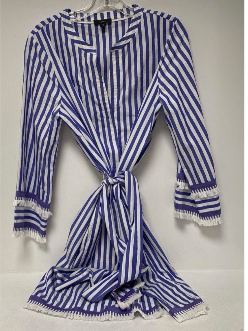 J Crew Blue & White Striped Tie-Waist Tunic-Dress